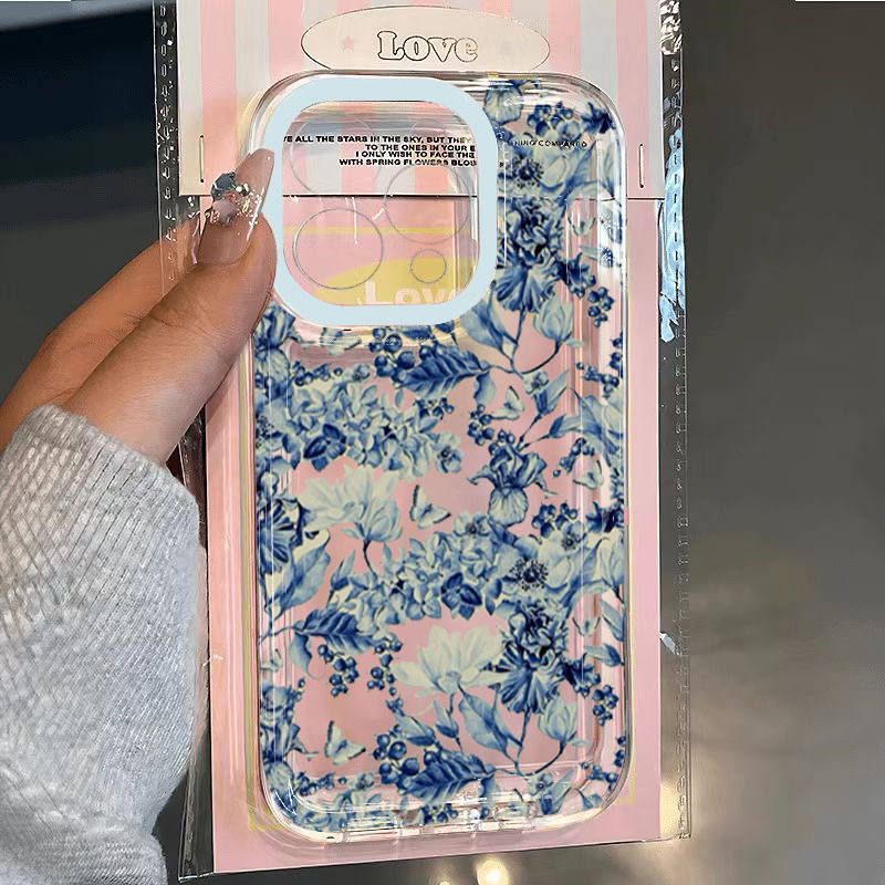 Receipt Printer Thermal - Xiaomi 14T Pro用ヴィンテージ風手描きブルー花柄ソフトクリアスマホケース、Xiaomi Mi 11 Lite