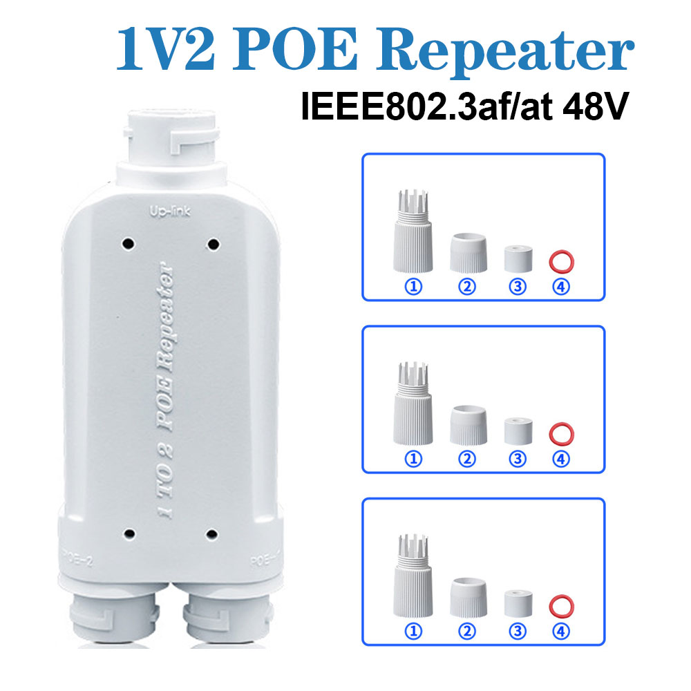 Power Over Ethernet - 防水 POE 2 ポートリピータ IP66 10/100Mbps