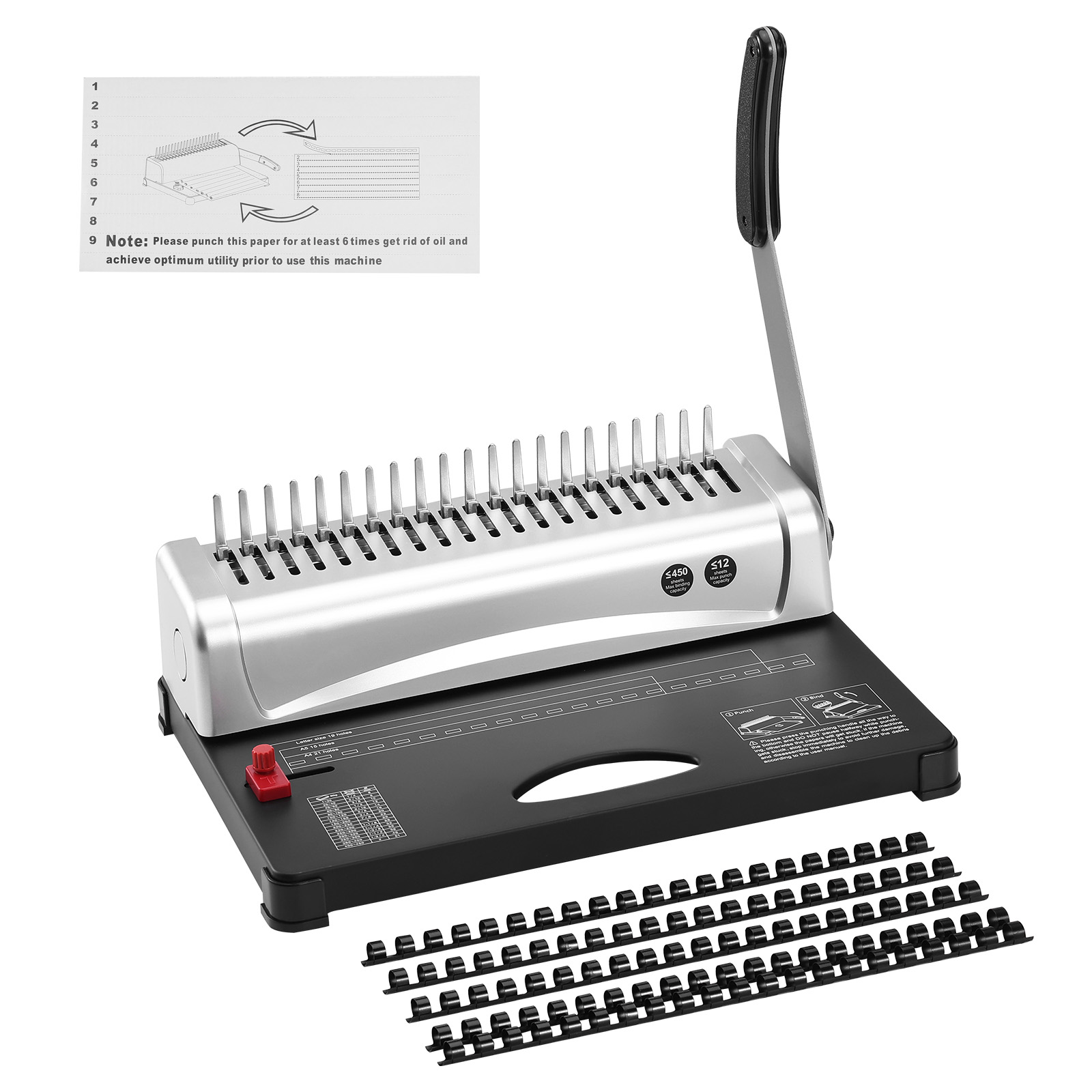 VEVOR製 結束機、コーム式綴じ機、21穴、450枚綴じ可 - Binding Machine Comb のレビューと価格